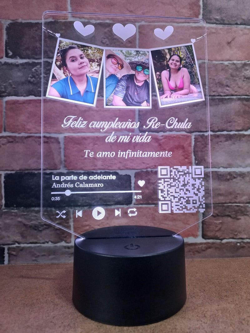 🎶 Lámpara – 3 Fotos + Canción QR 🎶