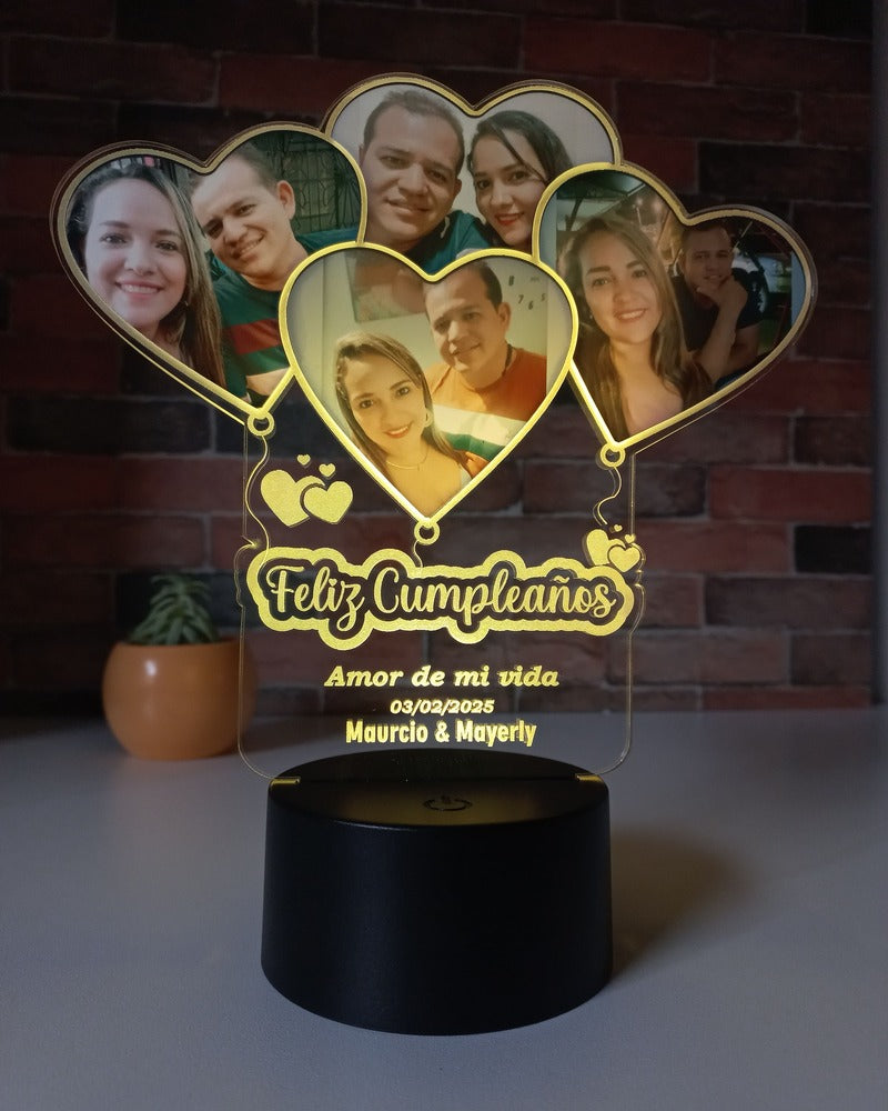 💖 Lámpara "4 Corazones de Amor" 💡